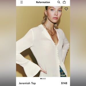 Reformation Jeremiah top blouse button up shirt extra small XS cream gossamer S